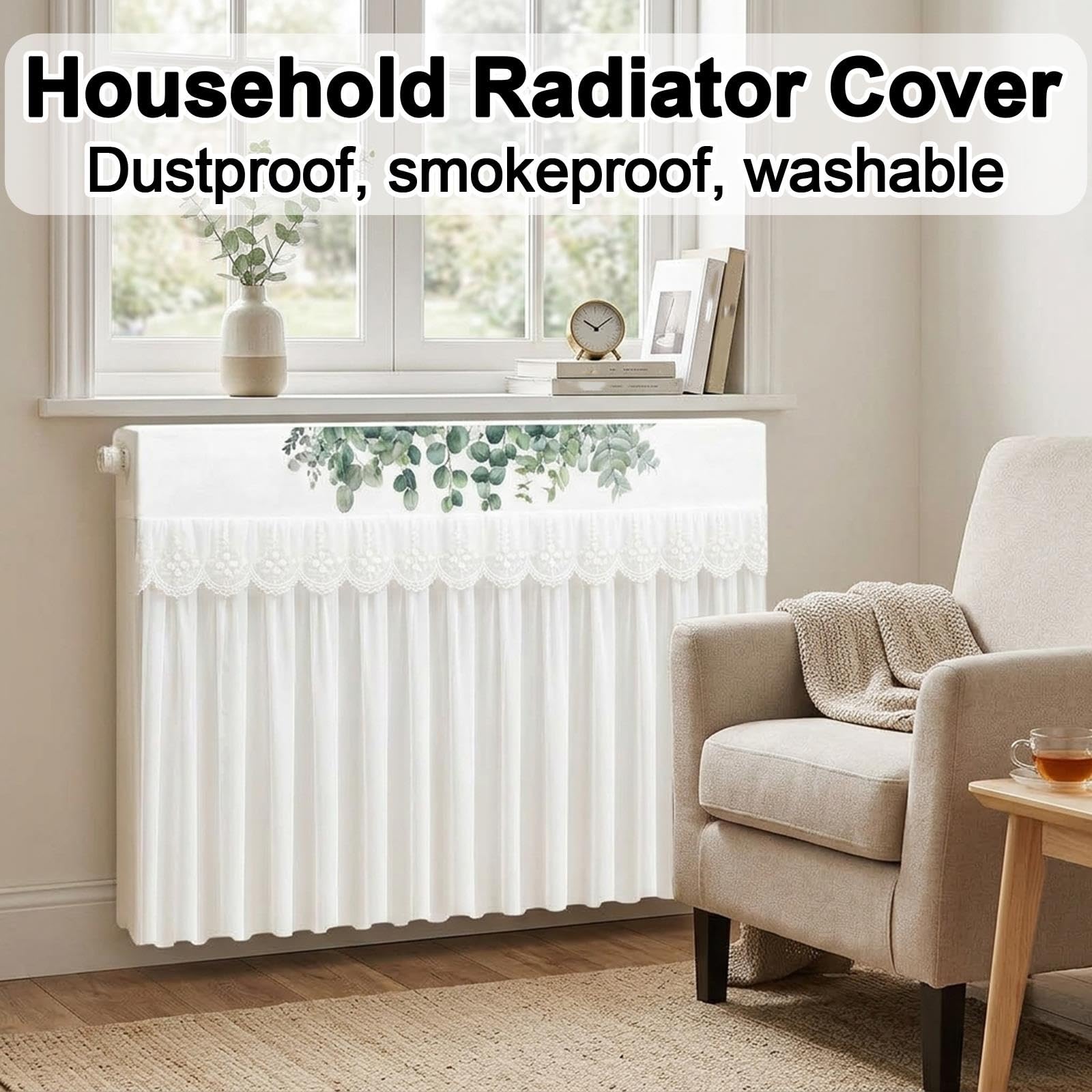 Funda Radiador Lavable con Encaje Antipolvo, Cubre Radiador Antiguo