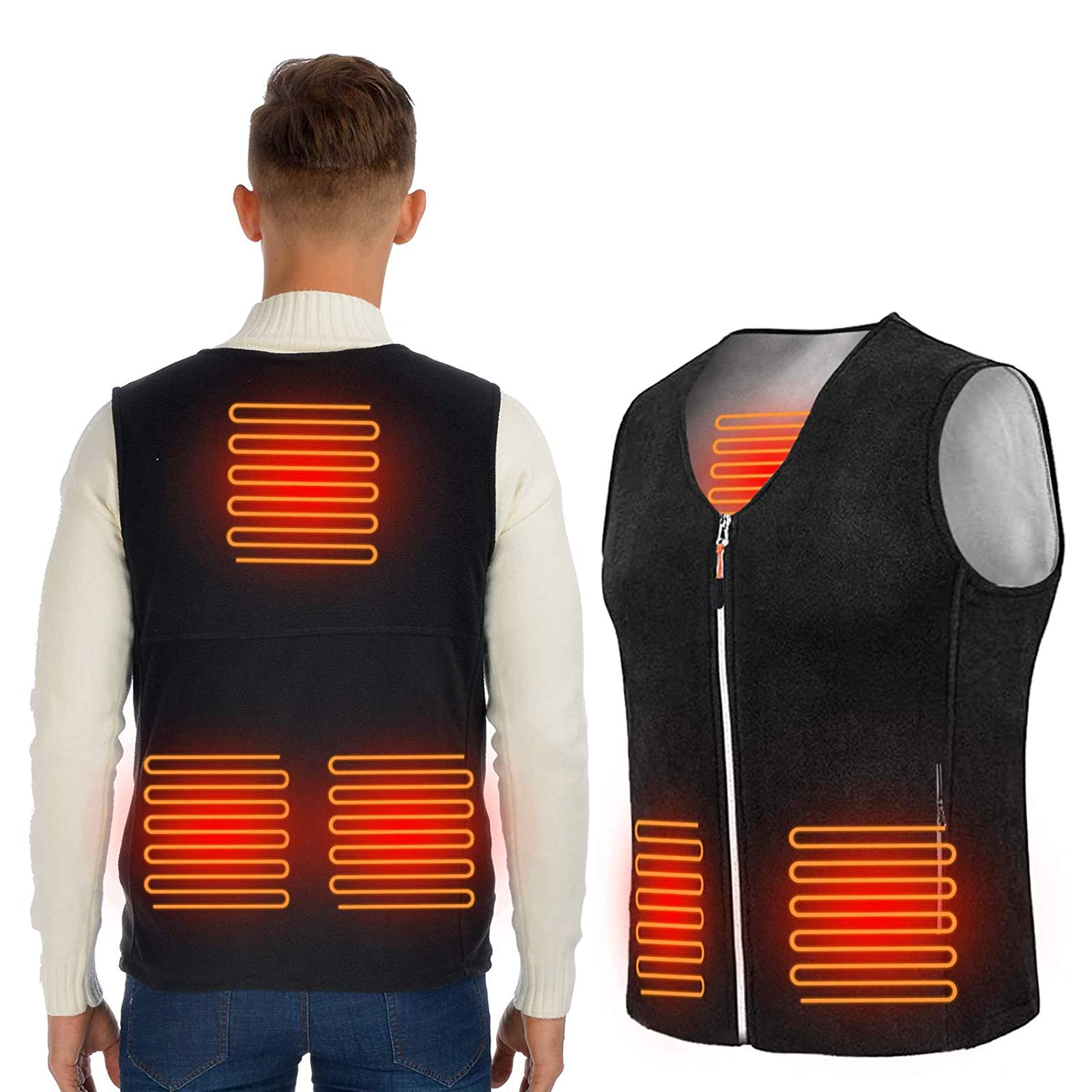 ISOPHO Heated Vest for Men Women, Lightweight Fleece Electric Heated Jacket – USB Charging for 8 Hours Heating (No Battery)