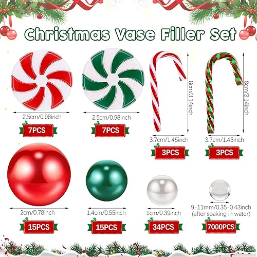 Miniatura 2 de Huaerle 7084 piezas de relleno de jarrón de Navidad, relleno de jarrón de bastones de caramelo de plástico acrílico, velas de Navidad flotantes,