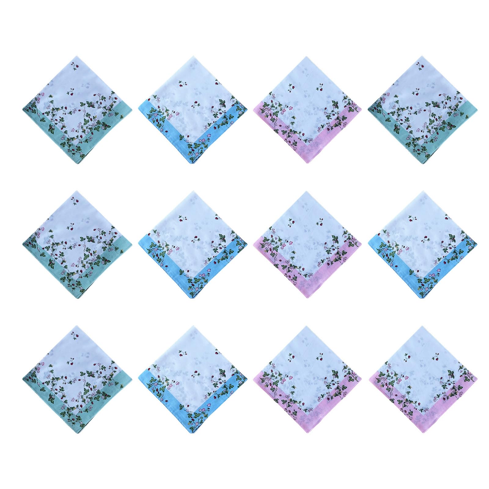 Fentency Flower Printed Handkerchief 12PCS Pocket Hankie Towel Sweat Wiping Cloth Kerchief for Adult Unisex Gifts Packing Cloth