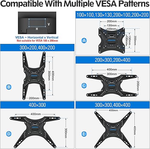 Miniatura 5 de MOUNTUP Soporte de pared para TV de movimiento completo inclinable para la mayoría de televisores curvos planos de 26 a 55 pulgadas con brazos
