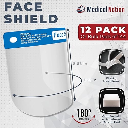 Miniatura 2 de Protector facial Caja de 48 Protectores faciales de plástico transparente para mujeres, hombres y niños, antivaho y ligero, reutilizable, cubierta