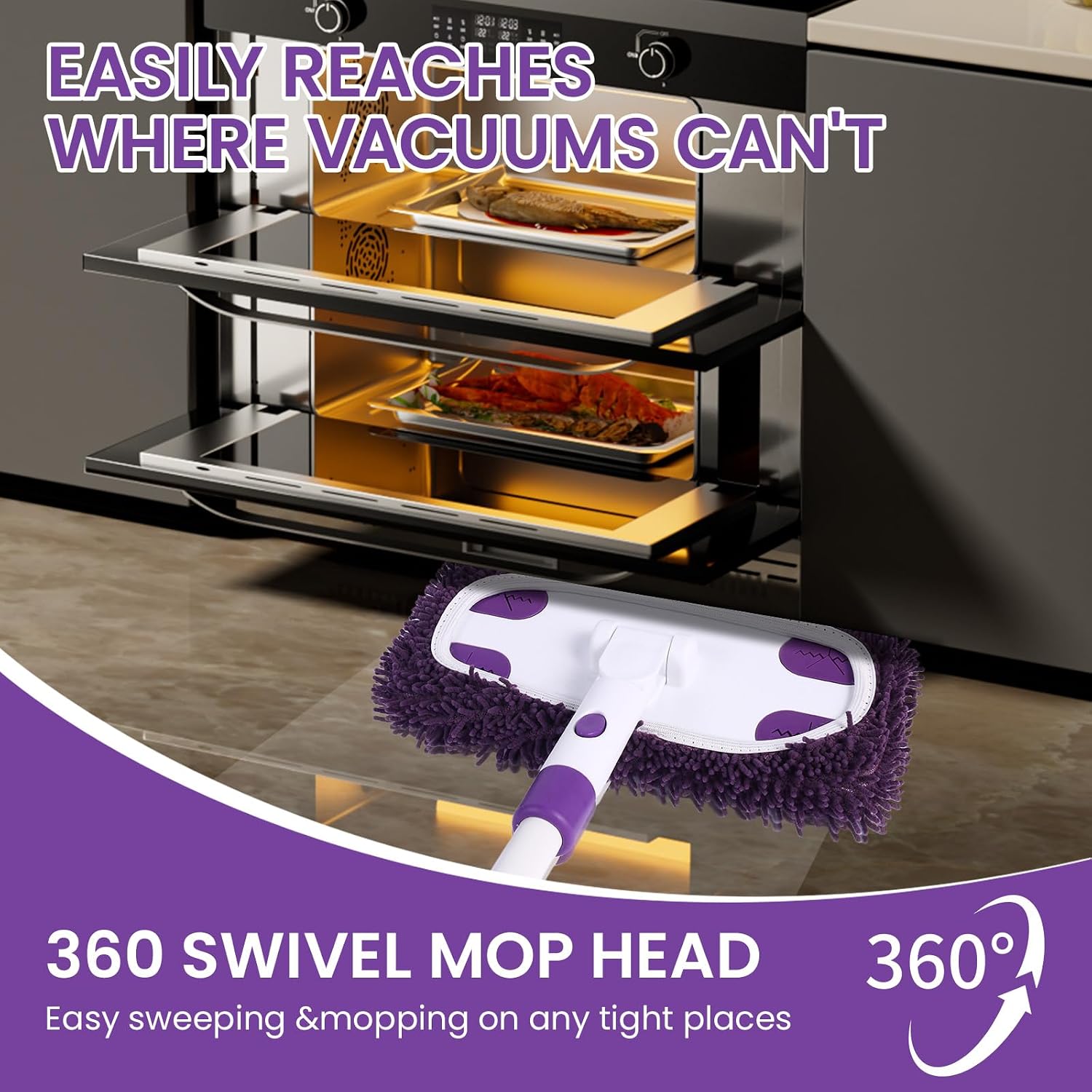 2-in-1 Sweeper Mop with 4 Washable Microfiber Pads