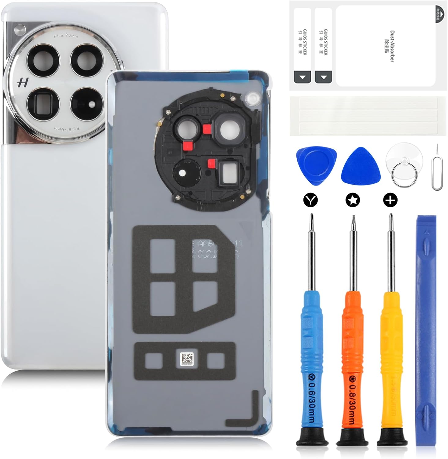 AGCUT for Oneplus 12 Back Glass Replacement for Oneplus 12 Rear Back Glass Waterproof and Camera Lens+Professional Repair Tool Kit (Black)