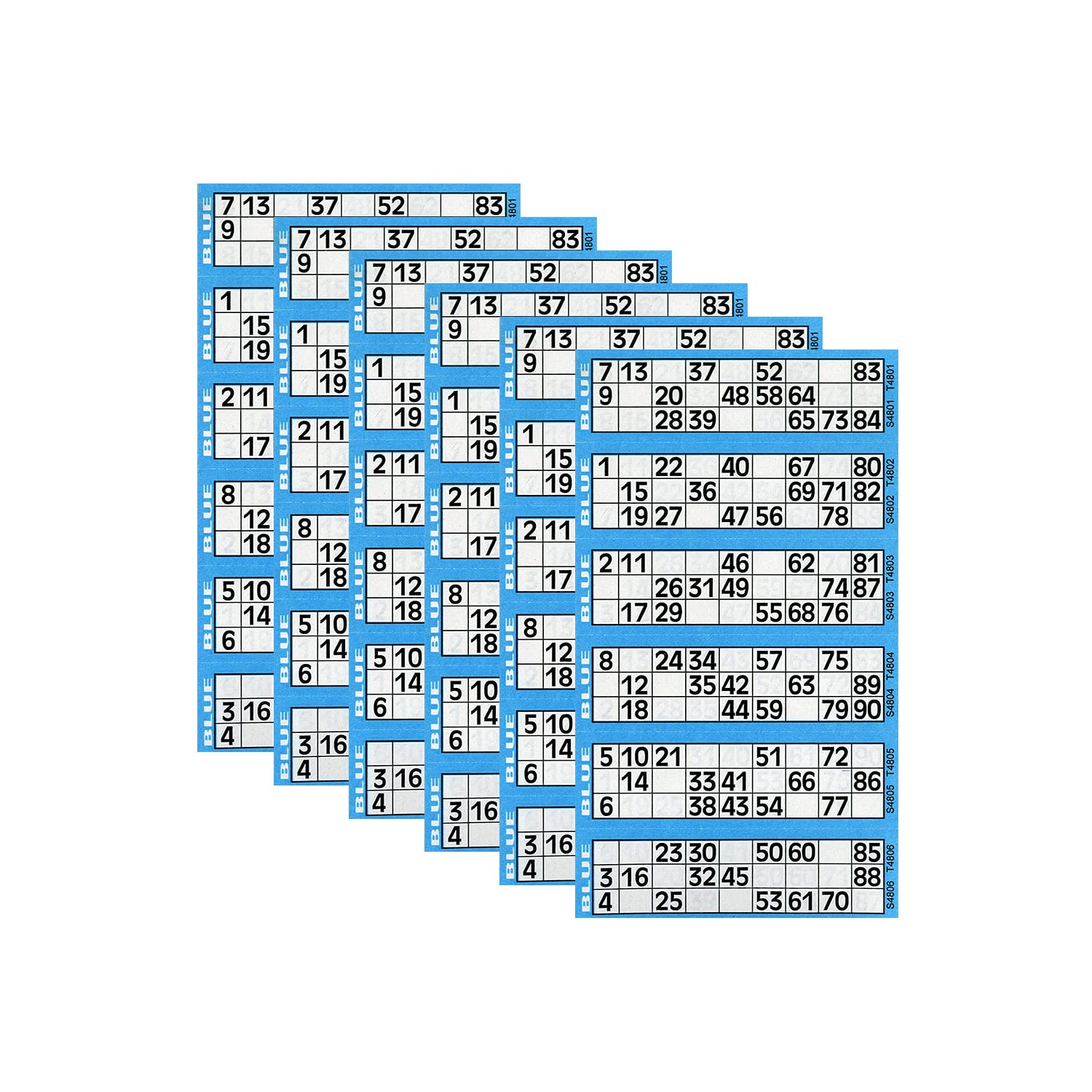 M1SS Amazing Eye Catchy Bright Colour Bingo Pads- 480 Bingo Tickets To View Flyers Big, Bold and Easy to Read- Party Set Perfect For Christmas Evening, Pack of 6 (Sky Blue)