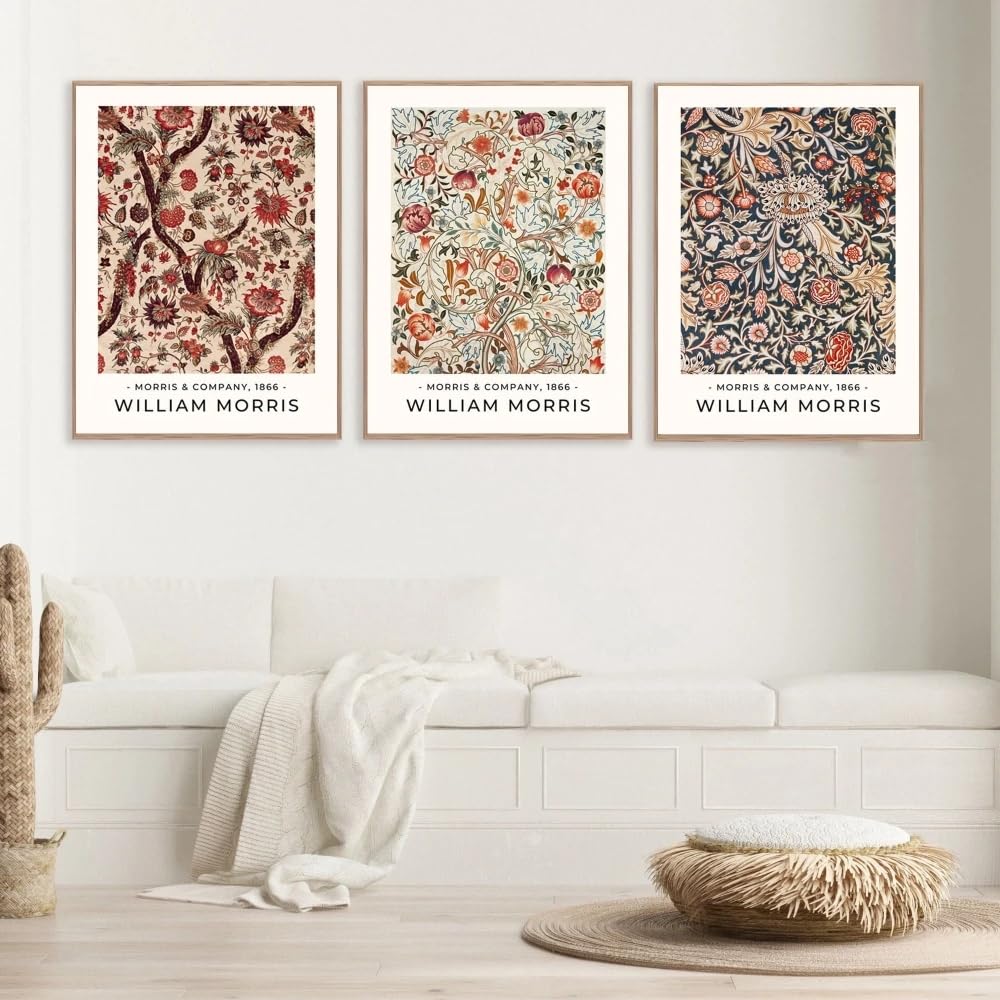SDVIB Canvas Painting William Morris Posters William Morris Print William Morris Wall Art Vintage Poster Flora Home Decor(50x70cm/3PCS Frameless)