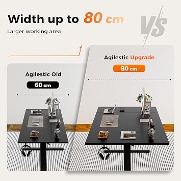 Agilestic Height Adjustable Electric Desk, 2 Memory Height, 160x80cm | 80cm wider Standing Desk, 72-116cm, Sit-Stand Office Desk with 2 Hooks, Computer Desk for Home Office, 4 pcs Desktops, Brown