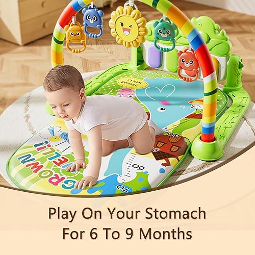 Miniatura 3 de Alive Lovely Baby Gyms - Tapete de juego para centro de actividad musical, tapete de gimnasio con piano, música y luces, para el tiempo boca abajo,
