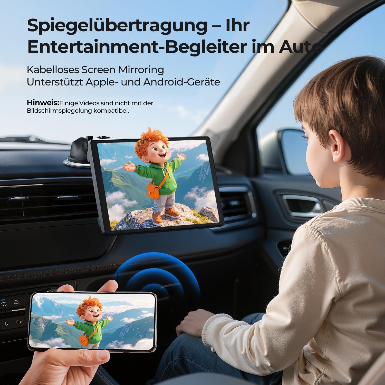 Tragbares Carplay Display 8 Zoll Apple CarPlay Android Auto 1440x900 HD Magnetische Halterung OTA-Updates Rückfahrkamera Bluetooth Sprachsteuerung GPS-Navigation