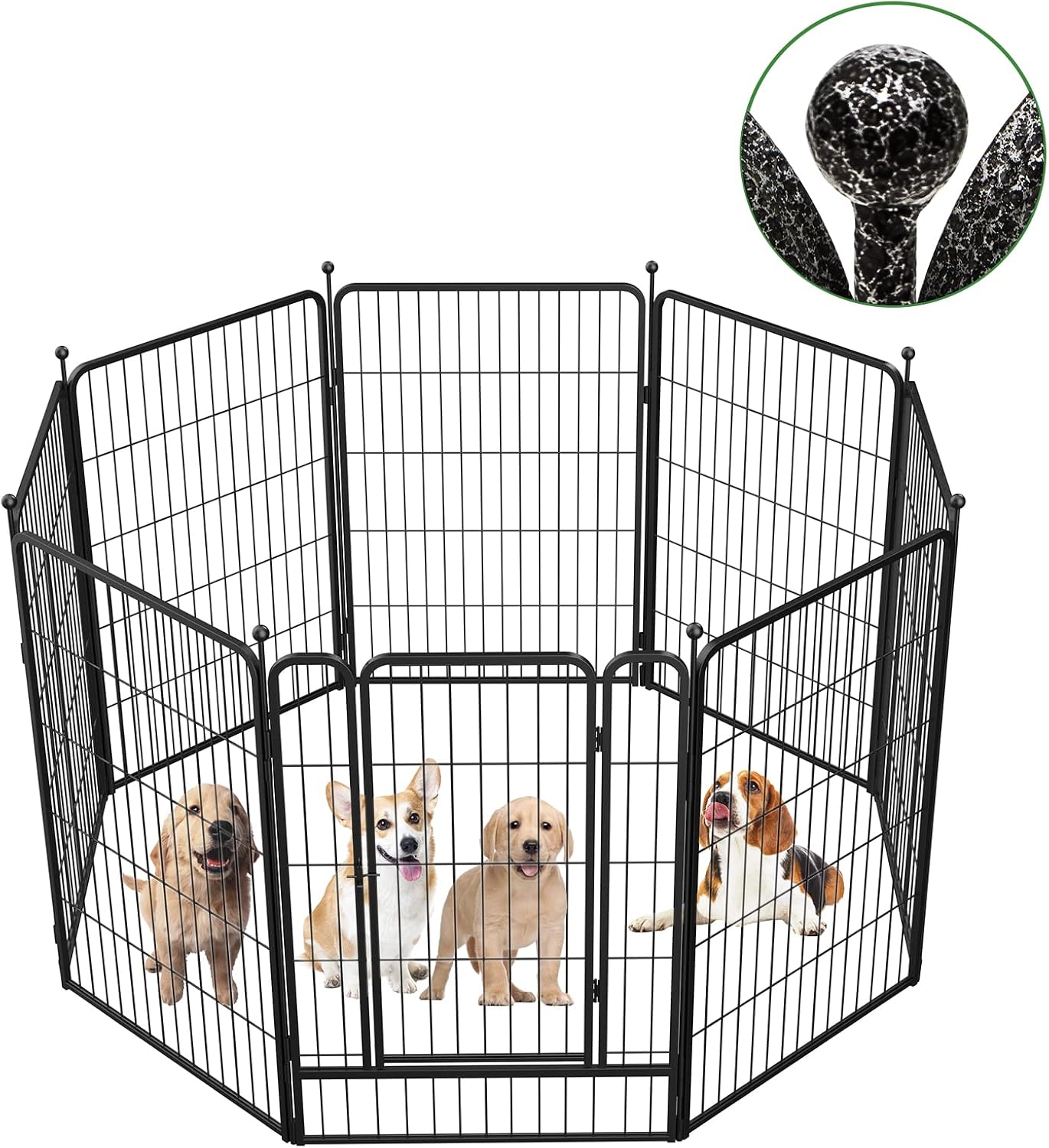 Aechonow Dog Playpen 40 Inch Dog Pen for Outdoor Indoor, Heavy Duty Metal Dog Fence with Doors for The Yard/RV Camping, Pet Puppy…