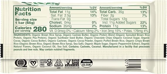 GOMACRO Organic Mint Chocolate Chip Bar Single, 2.3 OZ