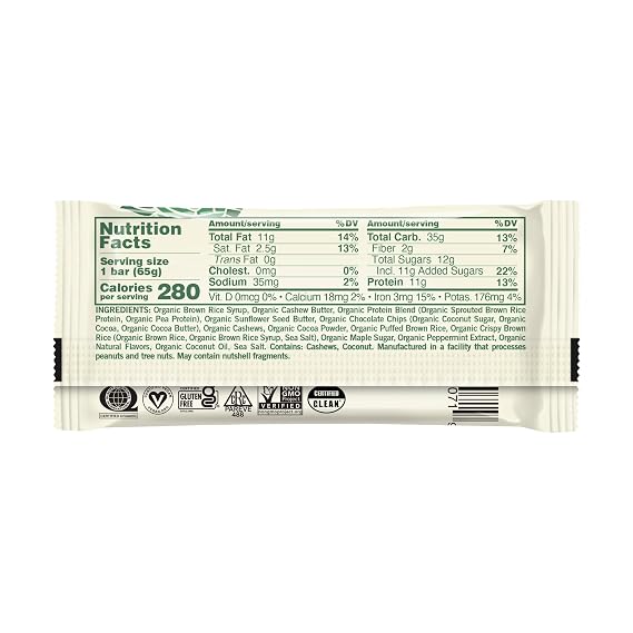 GOMACRO Organic Mint Chocolate Chip Bar Single, 2.3 OZ