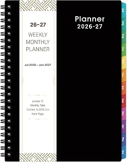 2026-2027 Planner - Weekly & Monthly Academic Planner 2026-2027, From July 2026 - June 2027, 6.25 in × 8.3 in, Flexible Cover, Twin-Wire Binding - Classic Black, Improving Your Time Management Skill