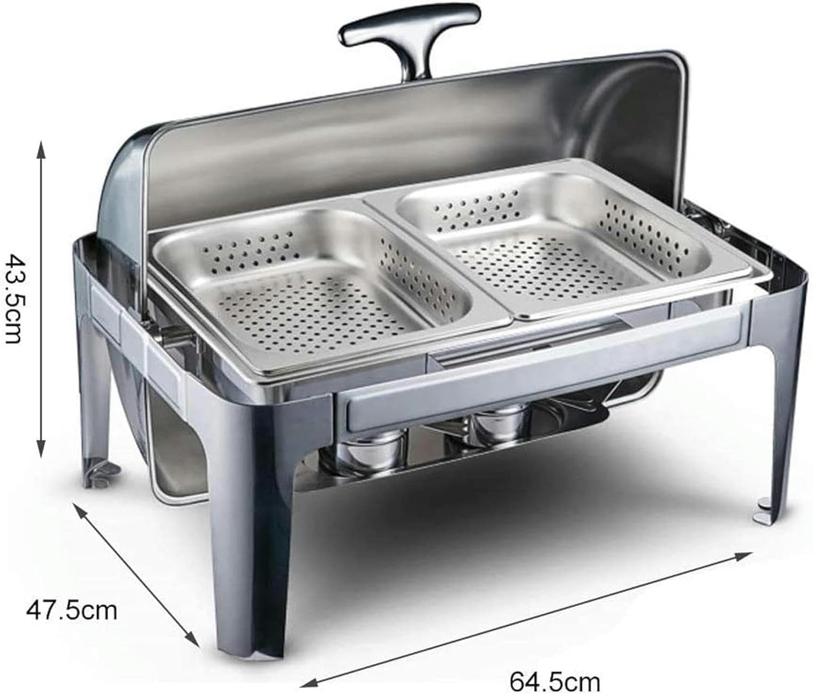 Chafing Dish in Acciaio Inox da 9 Litri,Set di Chafing Dish Scaldavivande A Buffet,con Teglie per Alimenti E Porta-Combustibile,Set Professionale Scaldavivande per Cat