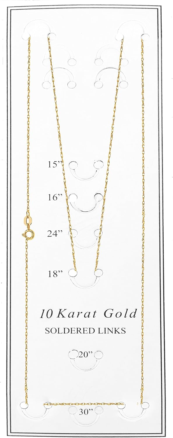 Ritastephens 10k Gold Singapore Rope Chain Necklace 0.9 Mm (18, Yellow-Gold)