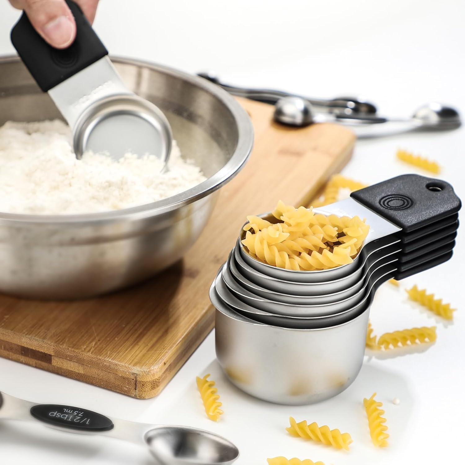 Measuring Cups and Spoons Set Stainless Steel Includes 7 Heavy Duty Measuring Cups 8 Double Sided Magnetic Measuring Spoons and 1 Leveler for Dry and Liquid Ingredients
