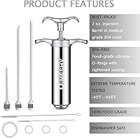 Vista 5 de Kit de inyector de carne de acero inoxidable 304 resistente con barril de gran capacidad de 2 onzas con 3 agujas comerciales de adobo
