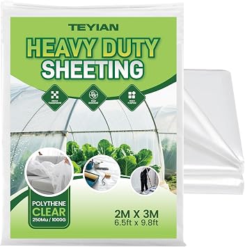 2 x 3M Heavy Duty Polythene Plastic Sheeting Thickened Plastic Dust Sheets Garden Grow Polythene Cover Sheets Dustproof Waterproof