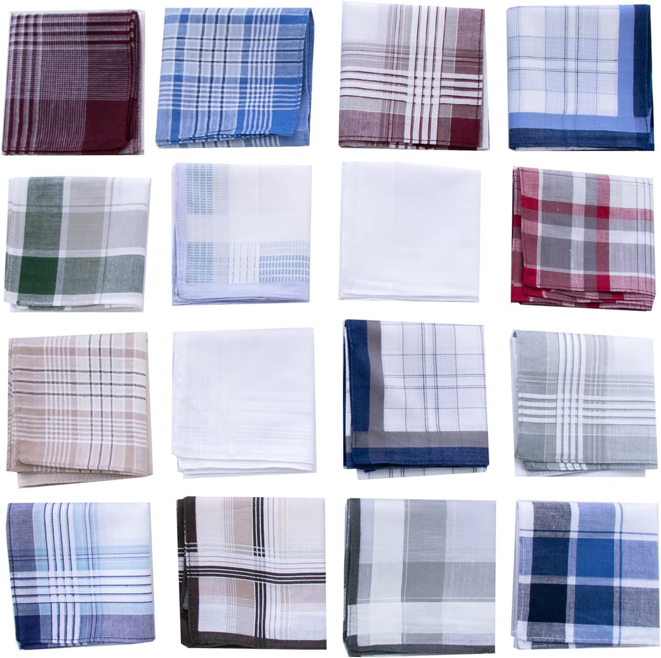 Assorted Men's Handkerchief Plaid 100% Cotton Handkerchiefs Soft Hankies