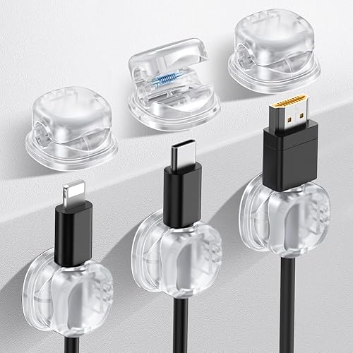Miniatura 12 de AhaStyle Paquete de 6 organizadores magnéticos de cables [1s candado] clips de cable adhesivo fuerte [suave ajustable] organizador de cables de