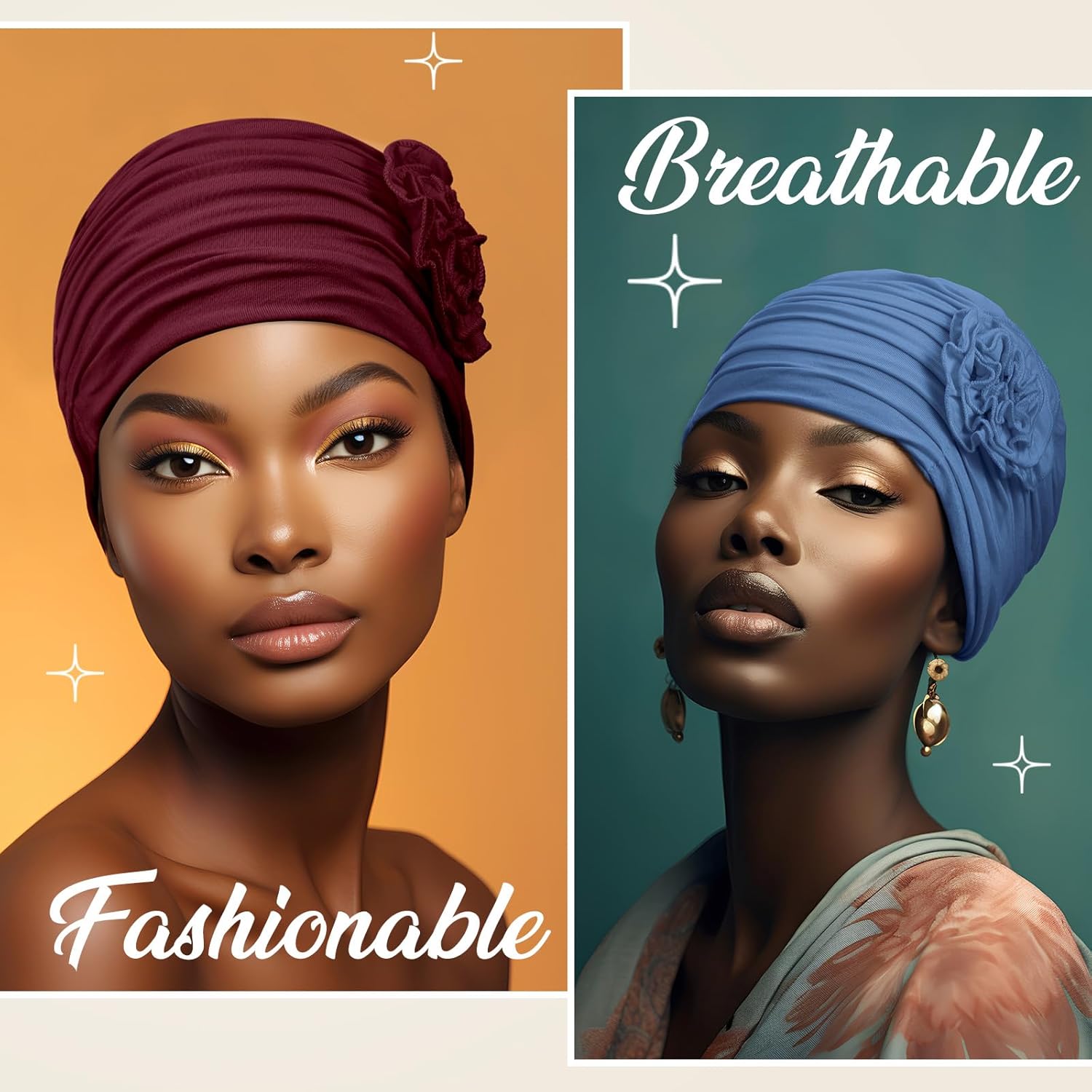 JenPen 6 Pcs Cotton Chemo Headwear for Women Turban Soft Cancer Head Scarf Hats Beanie Elastic Hair Wraps Gift for Christmas - Image 3