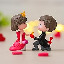 eCraftIndia Cute Couple Statue Boy Proposing Girl Miniature Showpiece Valentine Gift for Girlfriend Boyfriend Husband Wife Her Him | Valentine Decoration Items | Happy Birthday Cake Topper