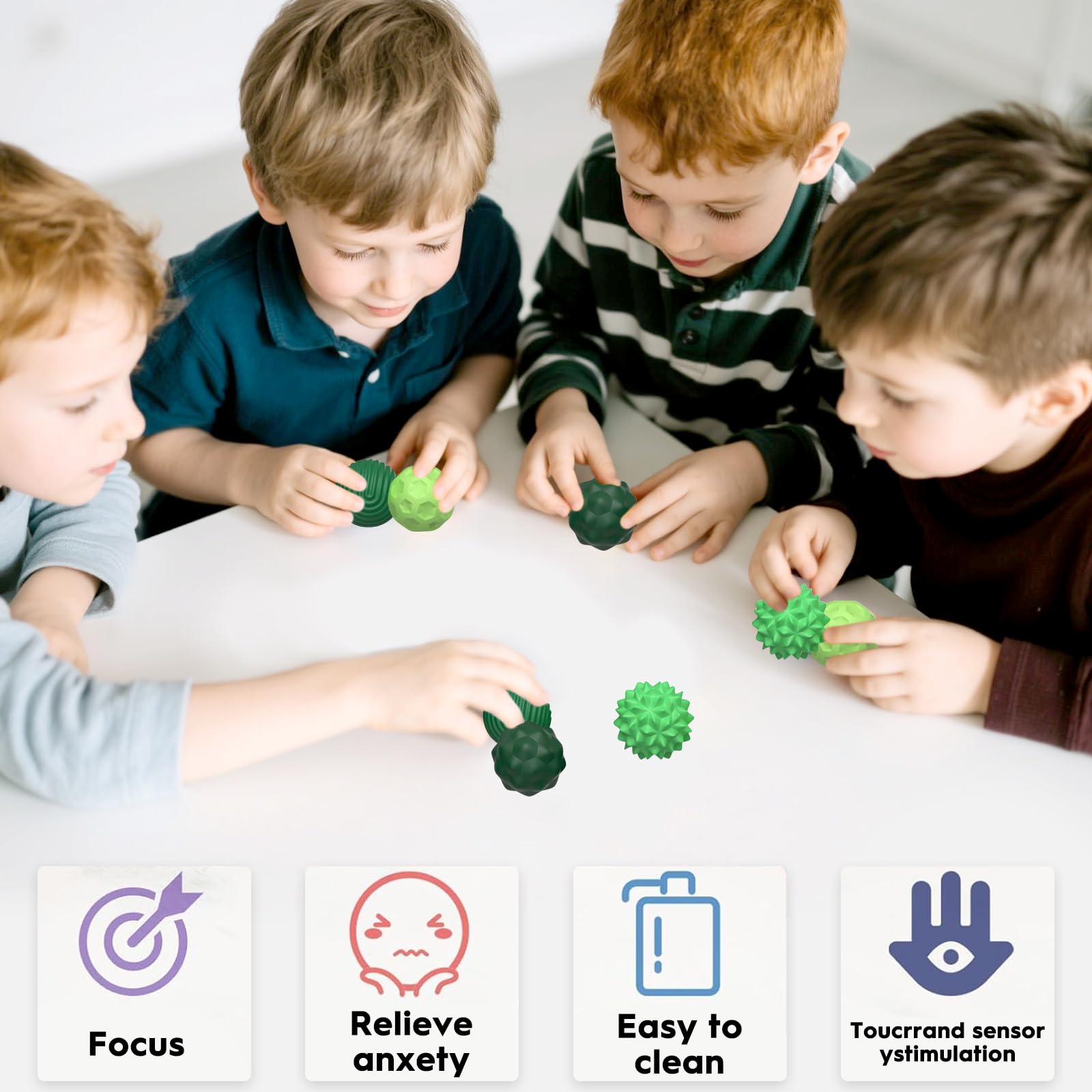 8 Pezzi Magnetiche Antistress in Silicone, Palle Magnetiche Anti-Stress, Fidget Toys Sensoriali Portatili con Texture Varie, Sfere di Acupressure, Anti-Stress Anxiety Toy per Adulti e Bambin (Verde)