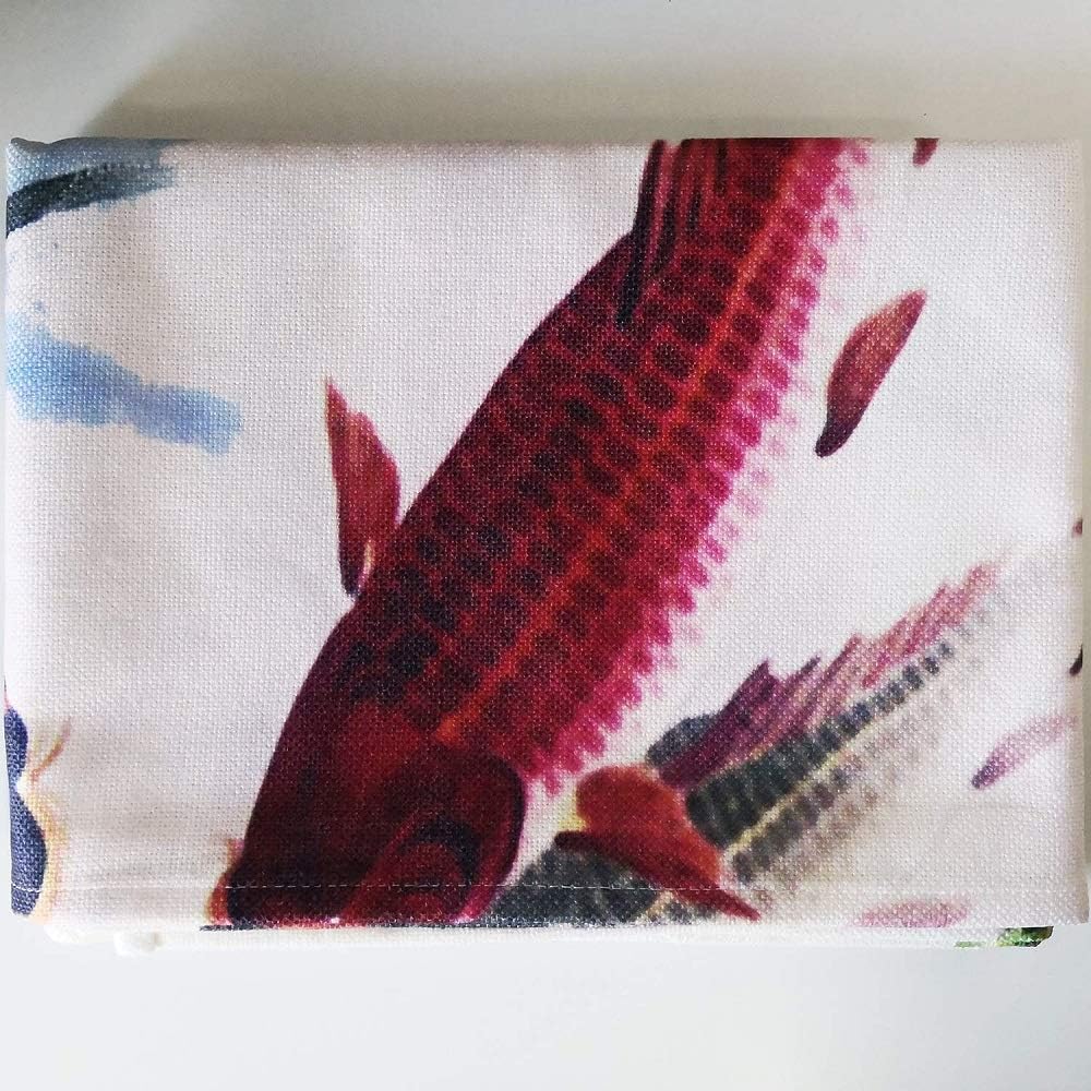 Ofat Home Chinese Ink Painting Koi Fish & Lotus Doorway Curtain – Japanese Noren Lightweight Decorative Curtain for Apartment & Closet, 33.5" x 59"