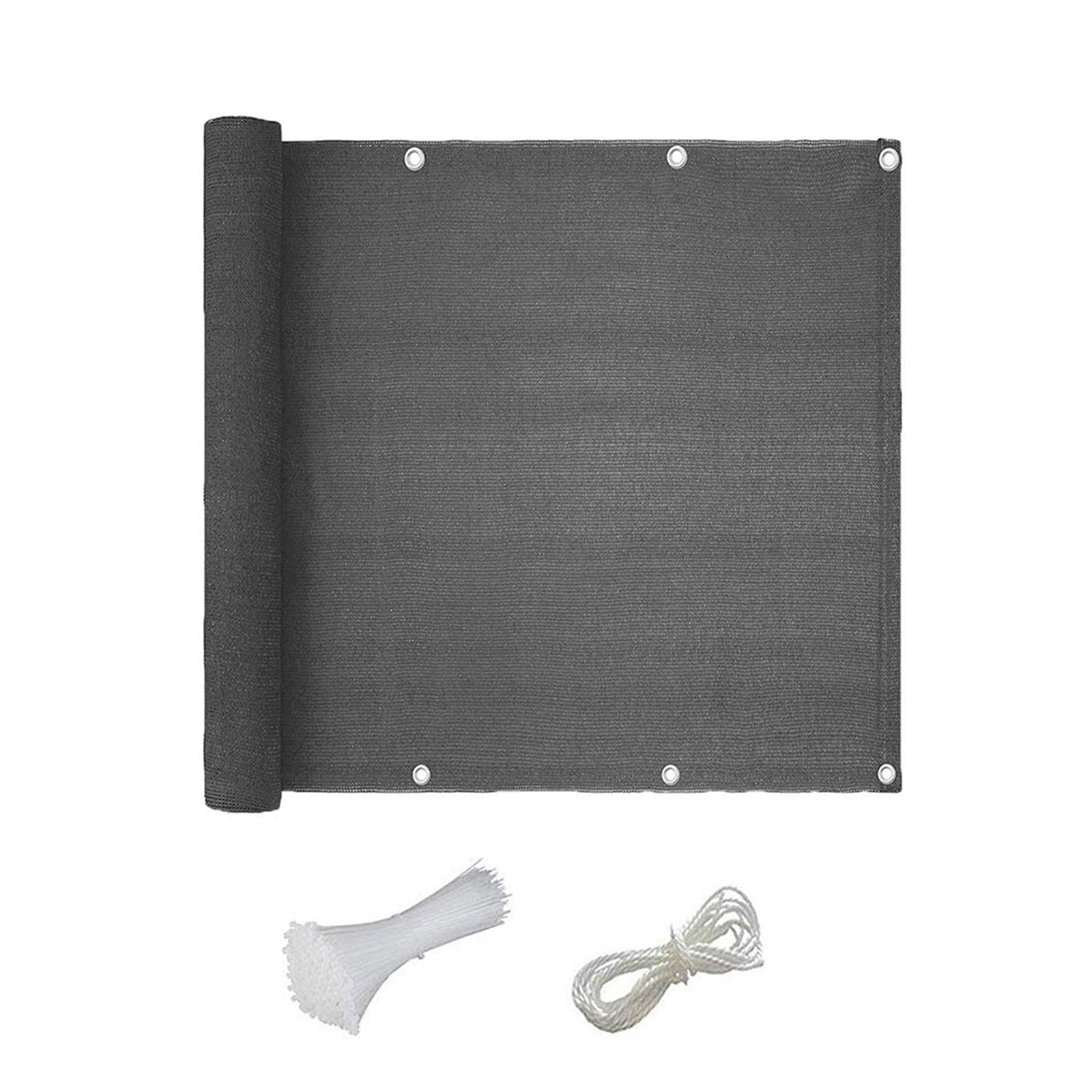 Balcon d'appartement protégé du vent : tissu d'ombrage 90% de 4,9 x 0,9 m