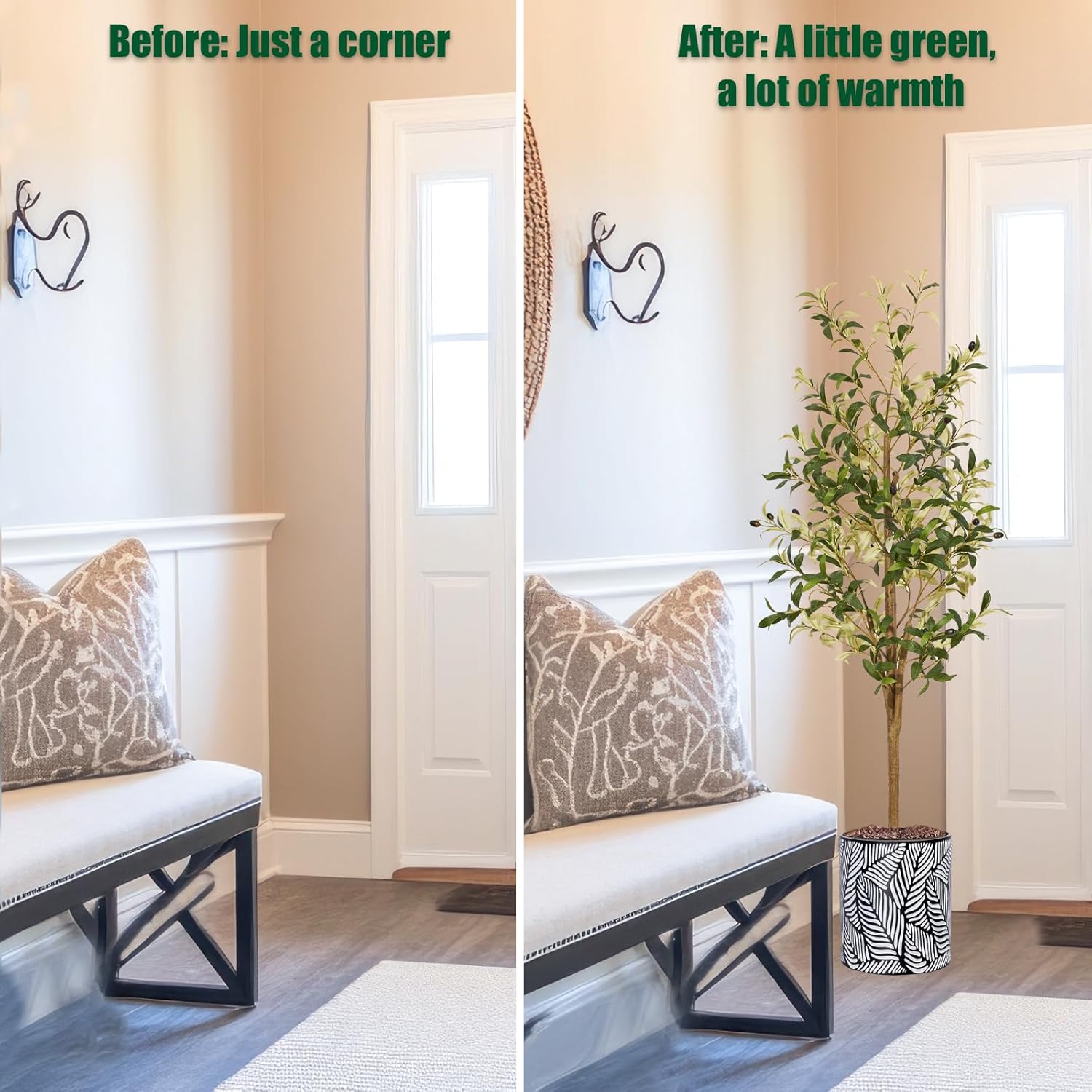 5ft Artificial Olive Trees Indoor, Faux Olive Tree 5 Feet Fake Plants with Realistic Leaves Olive Silk Tree Home Bedroom Housewarming Gifts