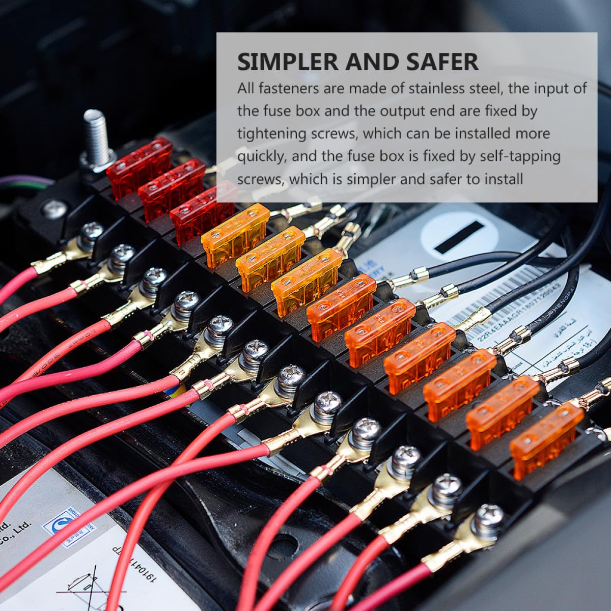 Scatola Portafusibili Auto 12 Vie 32v 75a con Fusibili | Pa66 PC Rame Inox Pp, 20a per Circuito 12-16awg, Sticker e Doppie Unità