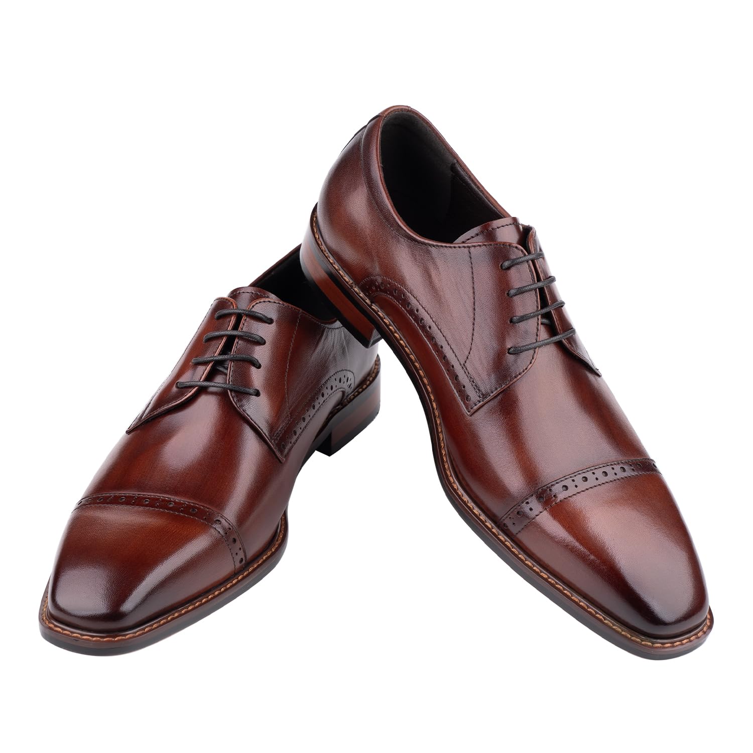 GZOJSS Men's Oxford Shoe Luxury Formal Dress Retro Shoes Casual Comfortable Genuine Leather Business Derby Lace Up Plain Toe Men Shoes Premium Series