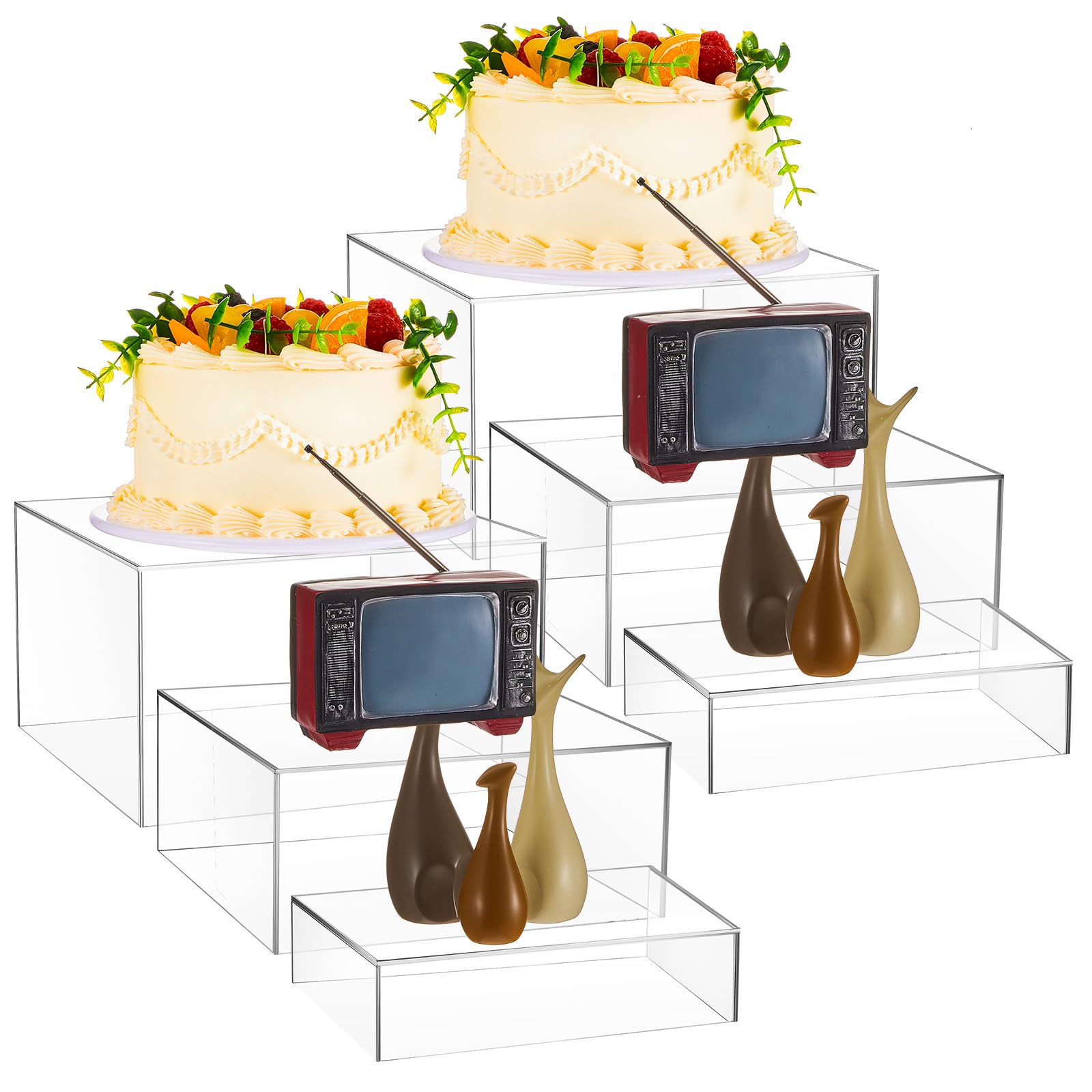 Suzile 6 Pcs Acrylic Riser Set 8 9 10 In Buffet Risers with Hollow