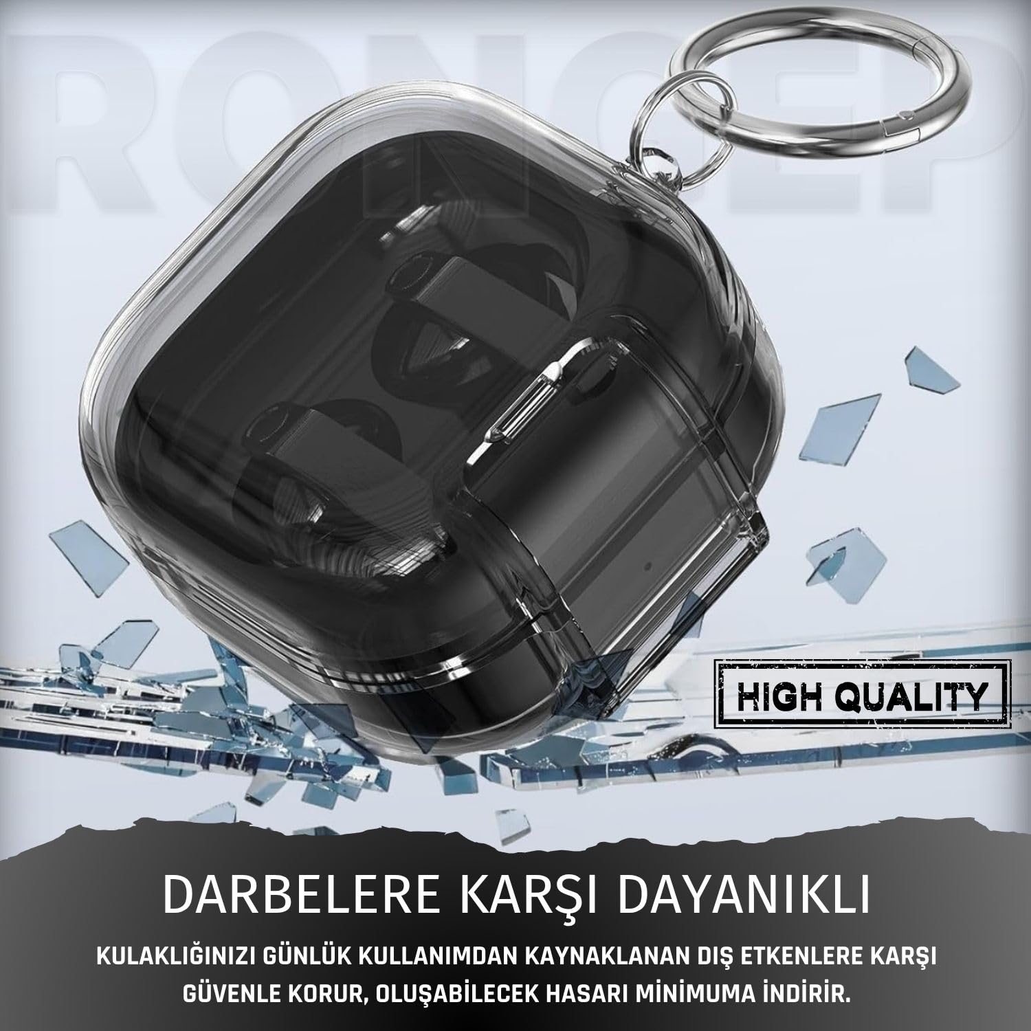 Rongep Samsung Galaxy Buds4 Pro/Buds 4 için Kılıf [Güvenlik Kilit Tasarımlı] Transparent-Lock Kulaklık Kılıfı Sararmaya Dayanıklı Taşıma Askılı TPU Koruyucu Samsung Buds 4 Pro Kılıf (Şeffaf-Siyah)