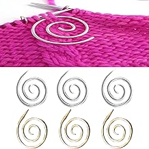 Wady 6PCS Spiral Cable Knitting Needle, Stainless Steel Bent Tapestry Needles Yarn Sewing Knitting, Small Stitch Holders Gift for Knitter Spiral, Shawl Pin, Stainless Steel Bent Tapestry Yarn Sewing,Small Spiral Cable Needle Stitch Holders, Gifts