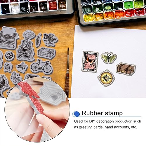 Miniatura 30 de GLOBLELAND Diario de arte con fondo de goma, sello de soporte de arte, sellos de guión para hacer tarjetas y álbumes de fotos, decoración y álbum