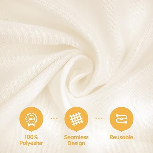 Miniatura 2 de BRILLMAX Paquete de 6 manteles rectangulares color marfil para mesas rectangulares de 6 pies de 60 x 102 pulgadas, 6 pies, tela rectangular de lino