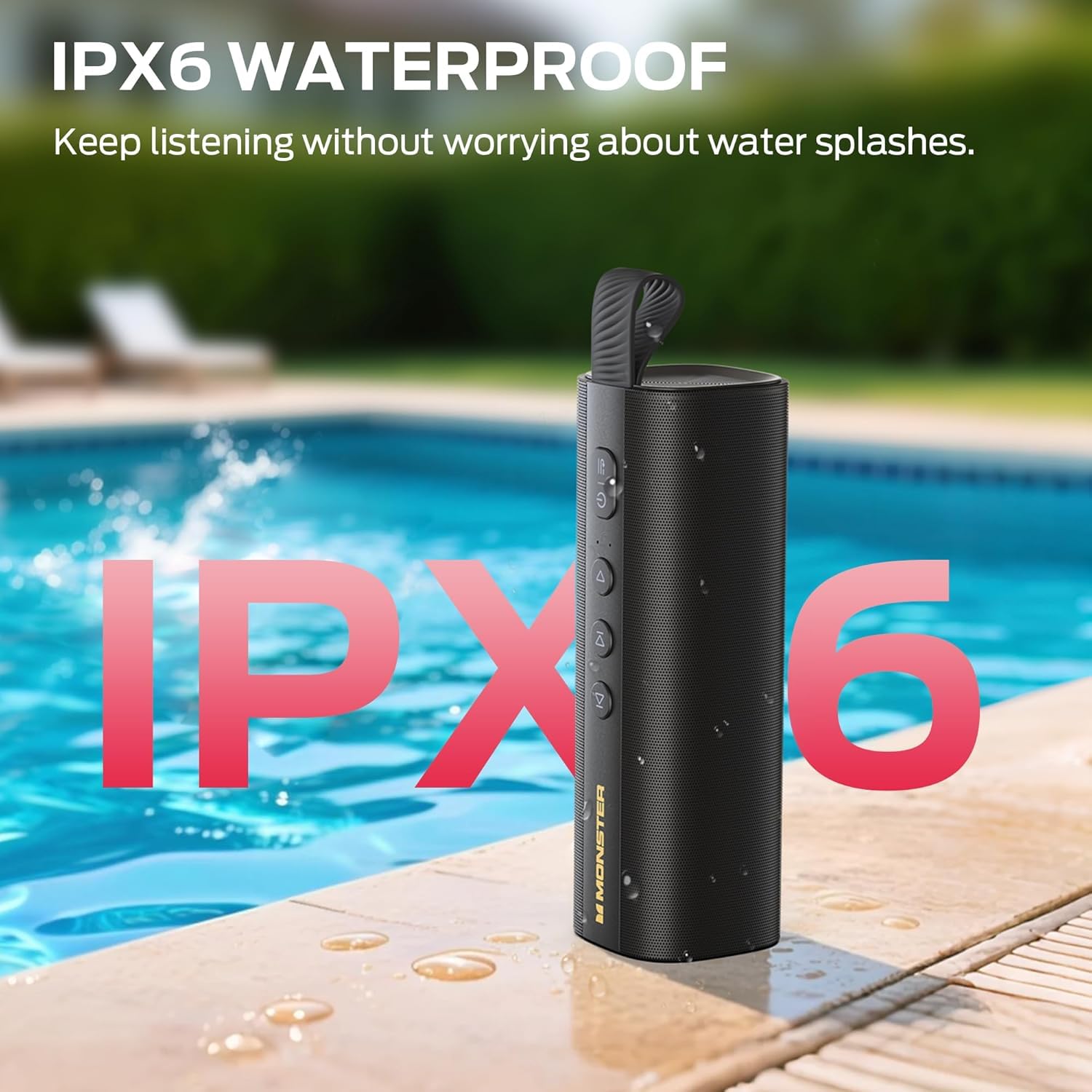 Monster S290 Bluetooth Speaker, Portable Bluetooth Speaker With 30W Loud Stereo Sound, Bluetooth 6.0, 15H Playtime, TWS Pairing, Support AUX/TF Card, IPX6 Waterproof Wireless Speaker for Home, Outdoor — view 5