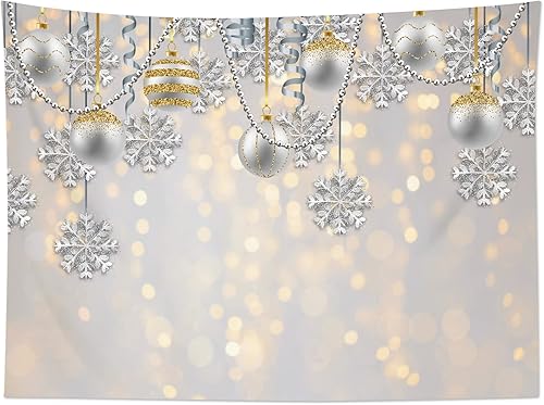 Miniatura 2 de HVEST Tapiz de bola de Navidad con copo de nieve para colgar en la pared, tapiz de pared de Navidad, tapiz de invierno para dormitorio, habitación,