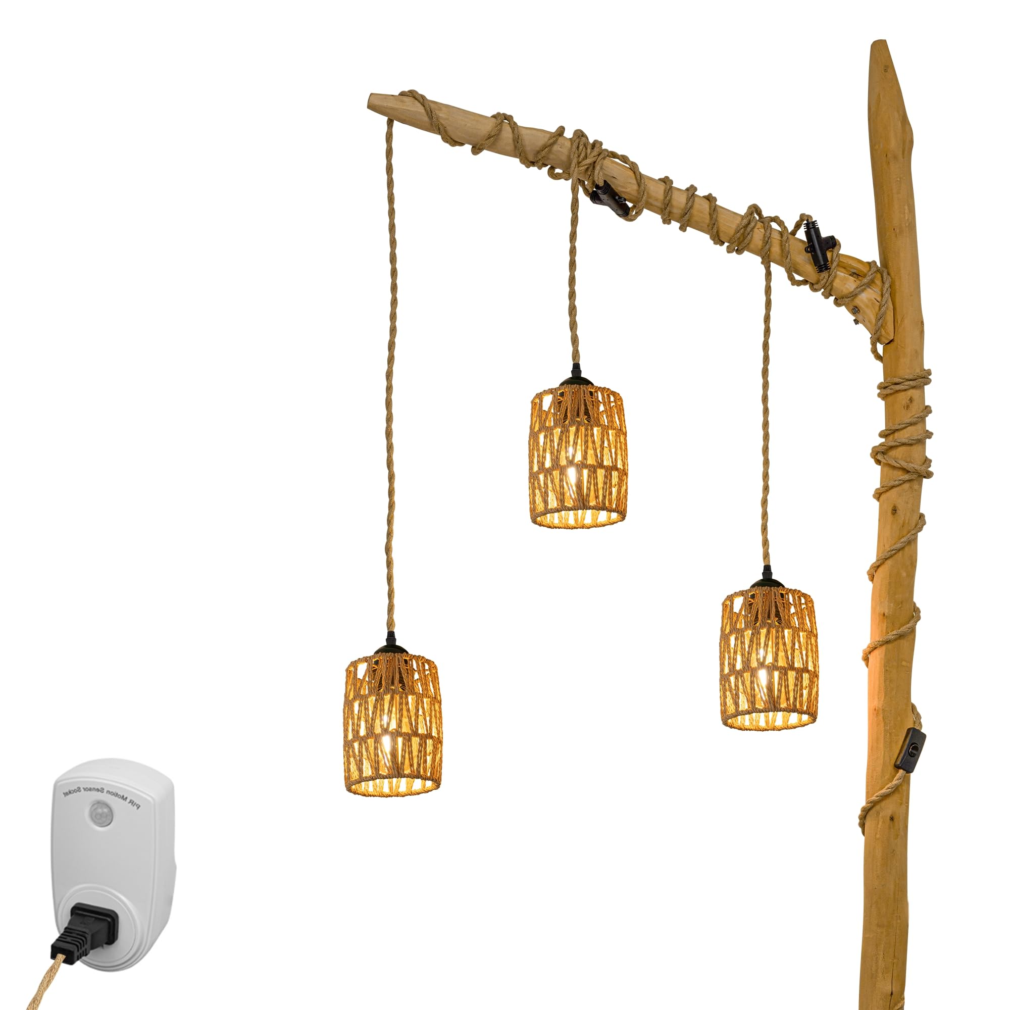 SKIVTGLAMP Swag Pendant Light Twine Natural Rattan Baroque Style