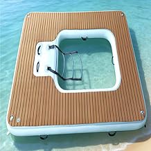 A,Inflatable Floating Dock10X10ft Heavy-Duty Drop-Stitch Water Pontoon with Anti-Slip Mat & Electric Pump, Family Leisure Platform for Lake River Or Sea