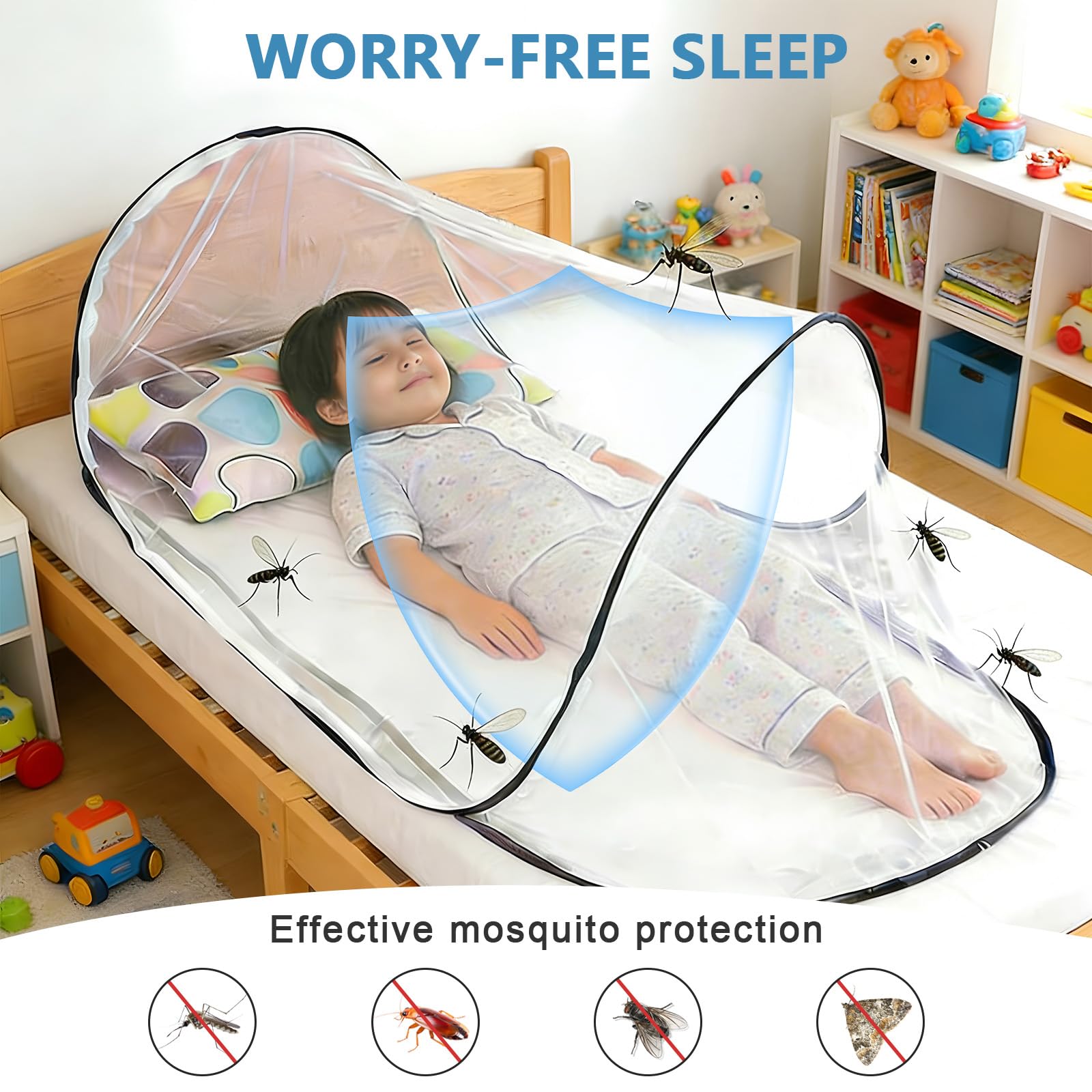 Moustiquaire de Voyage Pop-up, Moustiquaire de Lit Pliable,Ultra Légère Tente de Camping Portable Mosquito Net Familial Convient pour Camping Chambre à Coucher, ExtéRieur (200 x 80 x 56 cm)