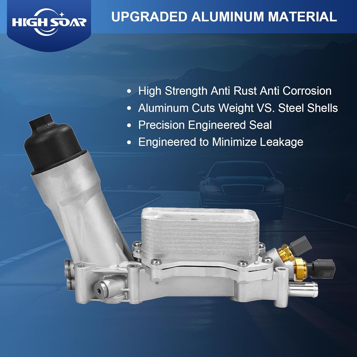 High Soar 926-959 Aluminum Oil Filter Housing with Oil Cooler for 2011-2016 Jeep Grand Cherokee Wrangler Dodge Avenger Challenger Charger Journey Caravan Durango Chrysler 300 200 Town Country Ram 3.6L