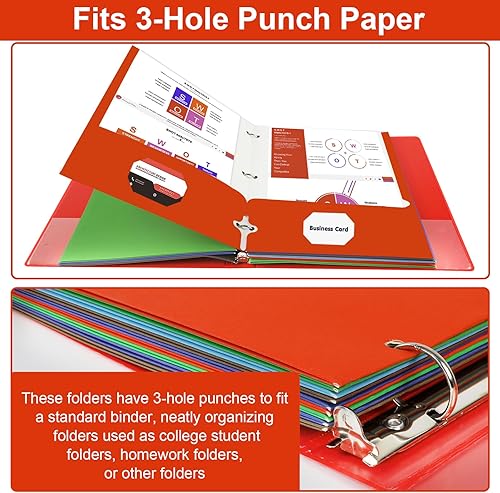 Miniatura 5 de HERKKA - Carpetas portafolio de dos bolsillos, paquete de 125 carpetas de papel perforado de 3 agujeros tamaño carta con bolsillos, 2 carpetas de