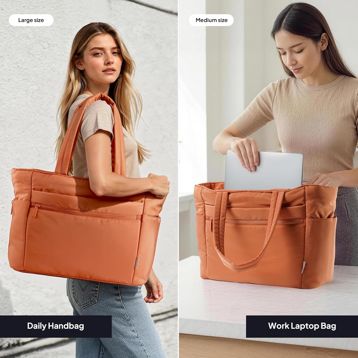 TOPEAST Tote Bag for Women Puffer Travel Carry On Bags with Laptop Compartment & Cup Holder Work Tote for Weekend Airplane