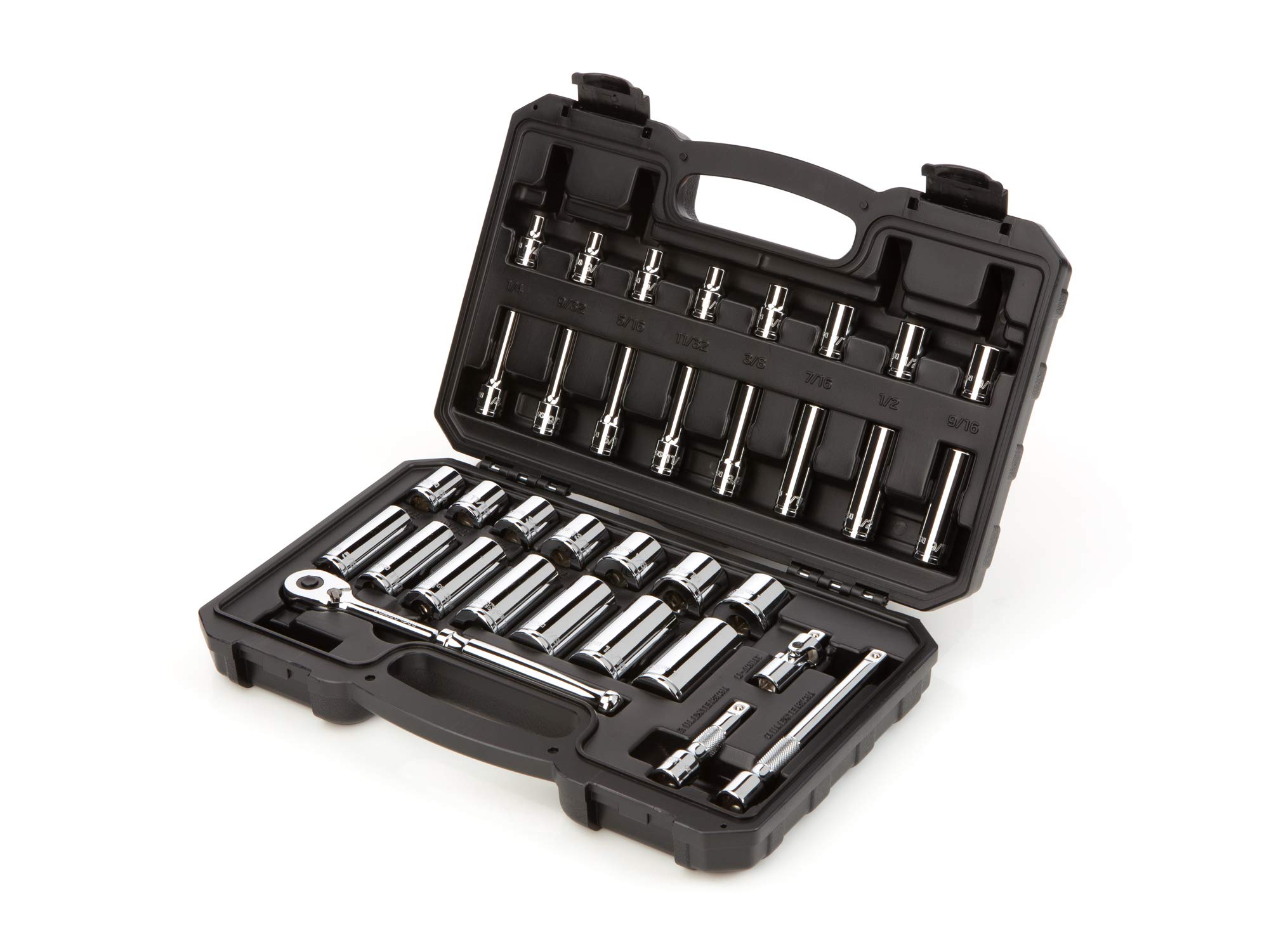 TEKTON Set di chiavi a bussola e cricchetto a 6 punte da 3/8", 34 pezzi (1/4-1") | SKT15101