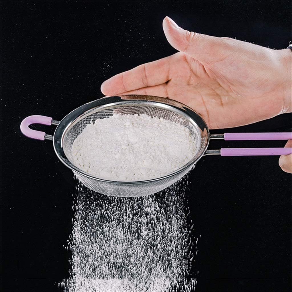 Flour Sieve, Fine Mesh Filter Screen Baking Tool Stainless Steel Kitchen Sifter Colander For Milk Fruit Juice Sugar Flour (Color : B)