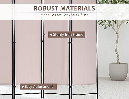 Miniatura 5 de Divisor de habitación de 4 paneles, separadores de pared de oficina portátiles plegables con marco de metal, pantalla de privacidad para separación
