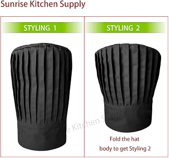 SUNRISE Kitchen Supply Tall Chef Hat and Half Bistro Apron