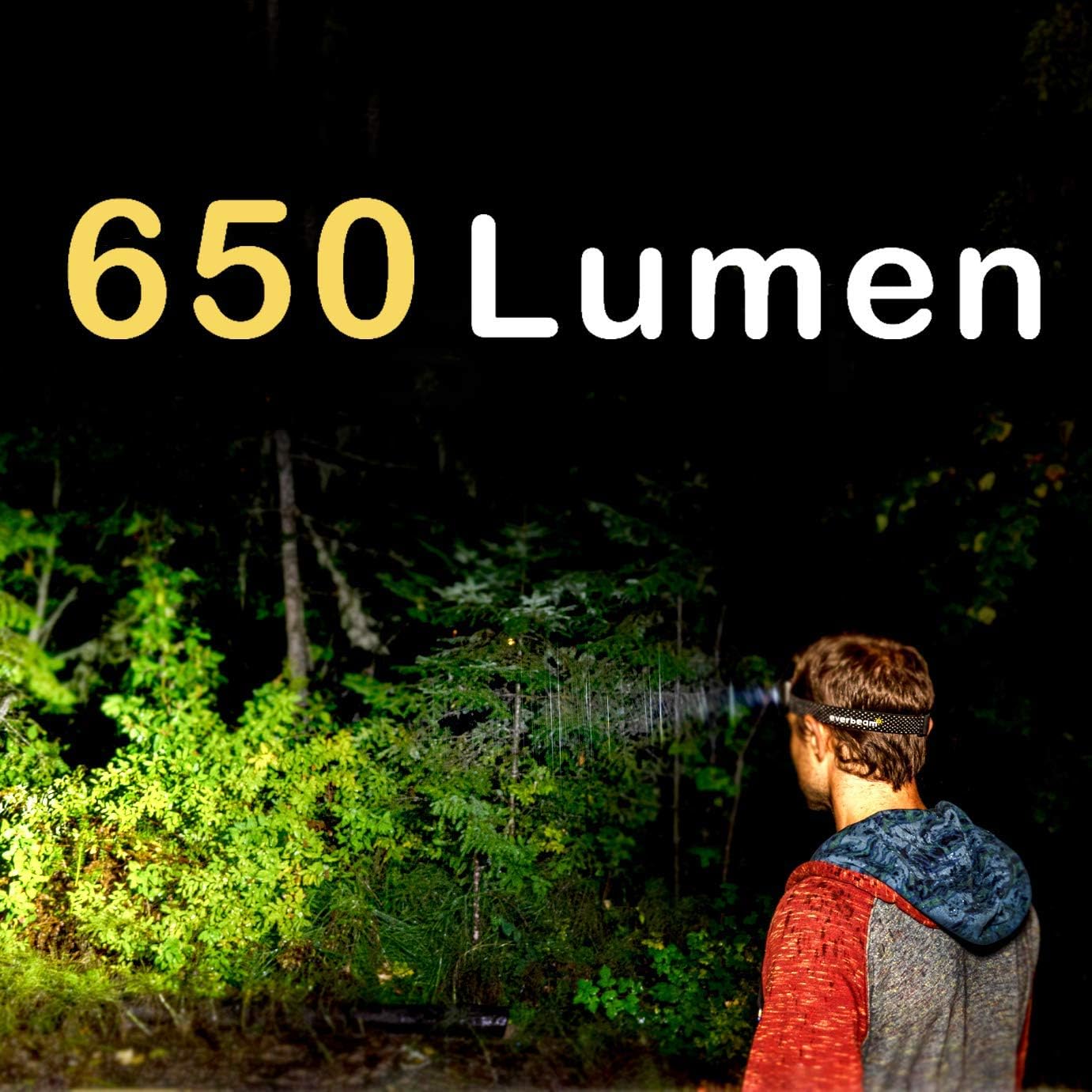 Everbeam H6 Pro LED Head Torch Headlamp, Motion Sensor Control, 650 Lumen Bright 20 Hours Runtime 1200mAh Battery Powered USB Rechargeable Headlight (2 Pack)